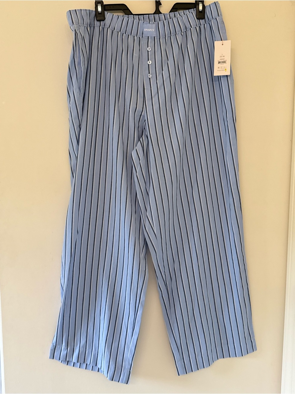 Light Blue Stripe Joyspun Women’s  Wide-Leg lounge Pants
